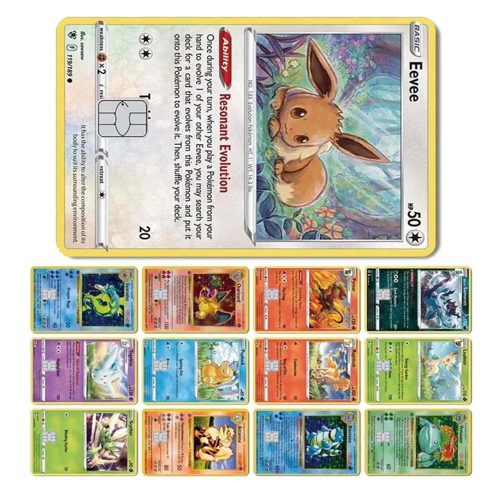 2025 New Pokemons Charizard Blastoise Bulbasaur Eevee Metwo Sticker Film Skin Cover for Credit Debit Card — image 1