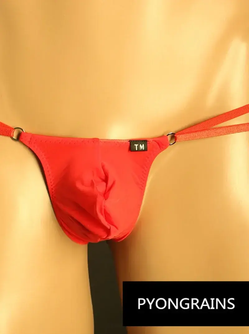 Mænd Justerbar Metal O-ring Dobbelt tynd rem Bikinitrusser Lavhøjde Silkeagtig Is Silke 3D U konveks pose Sexet mænds undertøj — image 14