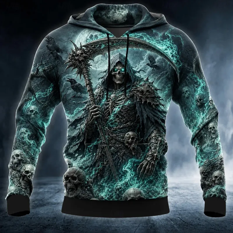 Mannen Gothic Weerwolf Grafisch Gedrukt Hoodie Lange Mouw Sweatshirt Casual Volle Maan Wolf Shirts Met Capuchon Tops — image 3
