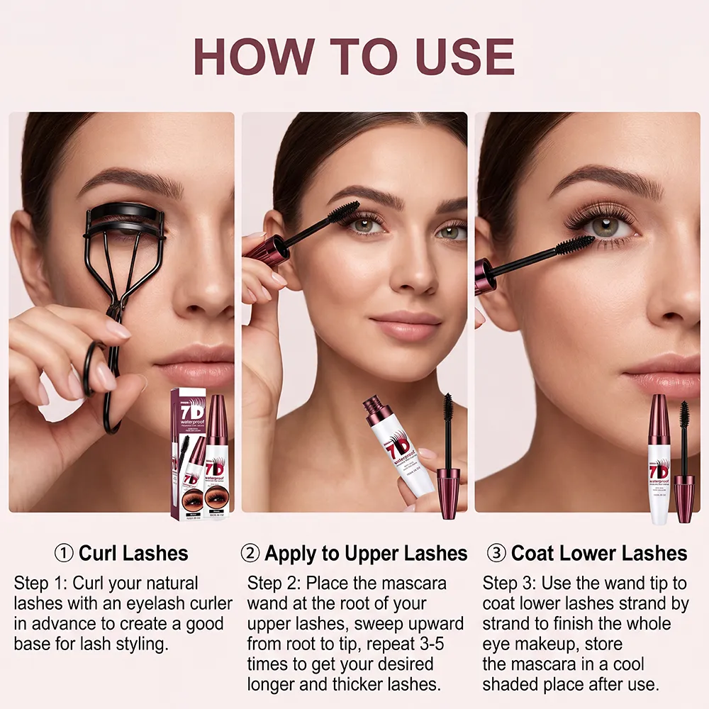 7D Volumizing Mascara Kalis Air Semulajadi Lembut Licin Ringan Tahan Lama Kalis Noda Solekan Mata Hitam — image 5