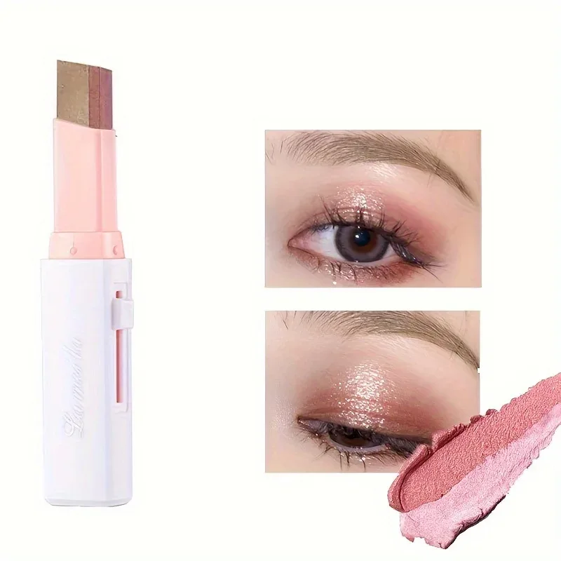 Dobbeltfarvet øjenskyggestift Perleskinnende øjenskygge Blyant Glitter Liner Highlighter Flerfarvet øjenskygge Øjenmakeup Kosmetik