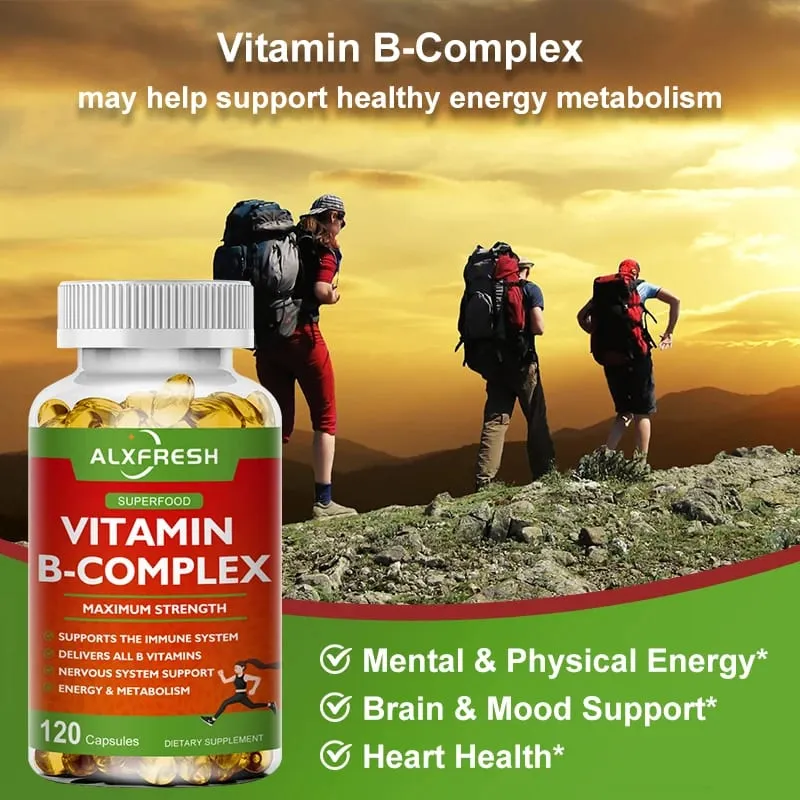Vitamin B Kompleks Alxfresh dengan Vitamin C - Sokongan Tenaga Kesihatan Imun & Sokongan Sistem Saraf - Kapsul Vegetarian Bukan GMO — image 4