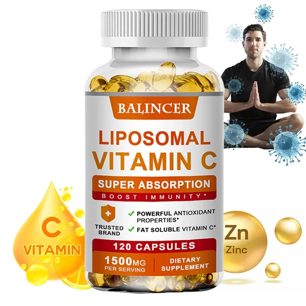 Liposomal C-vitamin 1500mg højabsorberende fedtopløselig ascorbinsyre Immunstøtte Kollagen Booster & Antioxidant Supplement — image 1