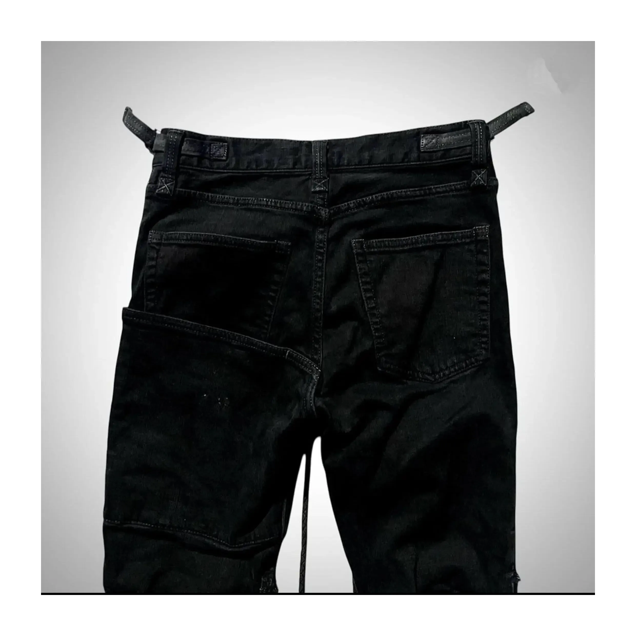 Ifsixwasnine Vision seprané pruhované šněrovací slim-fit stahovací džíny — image 9