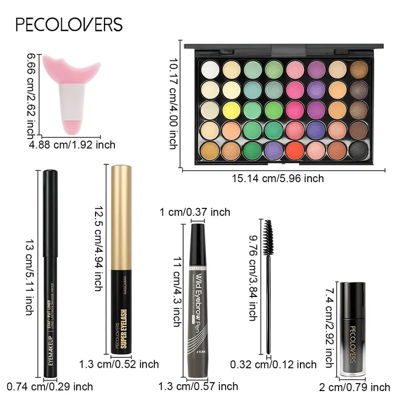 8 stk Makeup Kit Ansigtskosmetisk sæt med flerfarvet øjenskyggepalet Eyeliner Øjenbrynspen Mascara Lipgloss — image 4