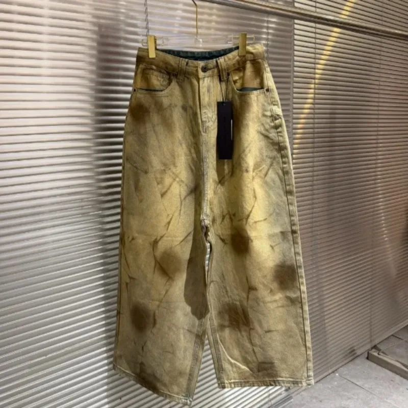 Latui Atelier High-Quality ROSE Stained and Weathered Embroidered Denim Pants with Flared Leg Design jeans — image 2