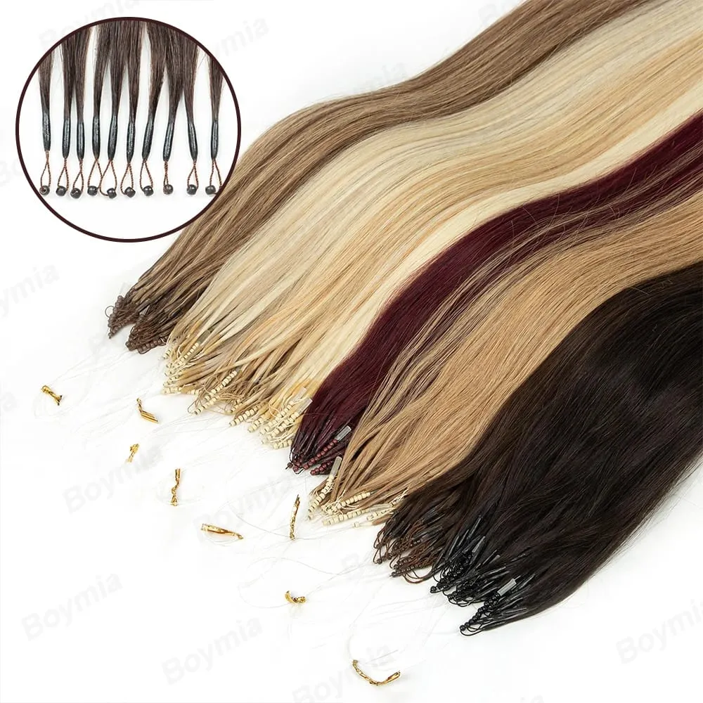 8D-Haarverlängerung, Fischlinie, Mikro-Link-Haarverlängerungen, menschliches Haar, unsichtbare Nano-Ringe, Perlen, 0,6 g/Stück, 50 Stränge/Packung, 30 g/Packung — image 2