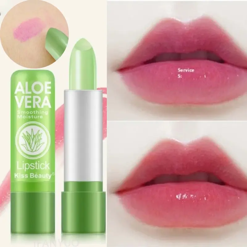 Aloe Vera Moisturizing ลิปสติกธรรมชาติยาวนานอุณหภูมิสีเปลี่ยน Lip Balm Fade-Resistant Nourishing LIPS Care แต่งหน้า — image 2