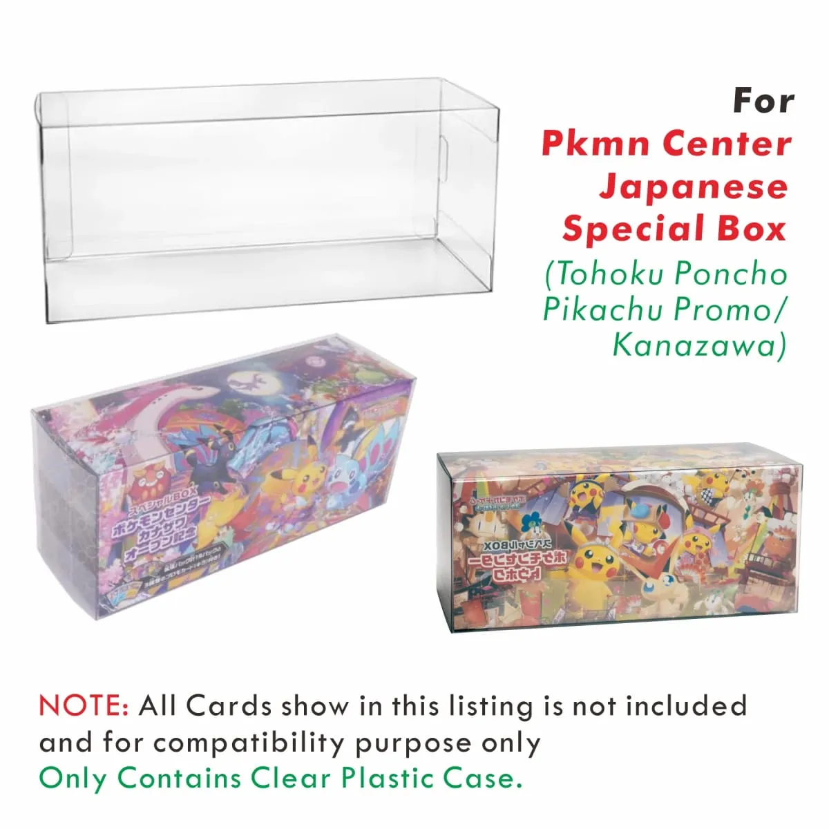 2/5 יחידות נרתיק מגן פלסטיק שקוף עבור Pkmn Center קופסה מיוחדת יפנית (עבור Tohoku Poncho Pikachu Promo/Kanazawa) — image 3