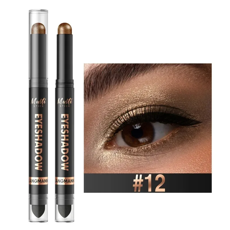 Bâton de fard à paupières Double tête, 16 couleurs, nacré, chatoyant, marron, crème hautement imperméable, crayon d'ombre à paupières, maquillage longue durée pour les yeux — image 19