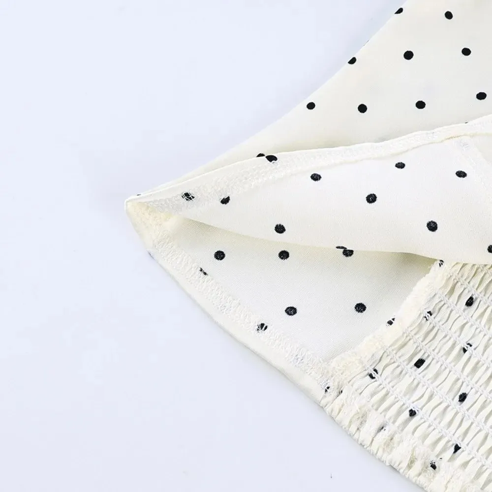 Sexy Spaghetti Strap Polka Dot Tank Top Square Neck Schlank Abgeschnitten Ärmellose Seide Weste Off-schulter Spitze Camis Weibliche — image 5