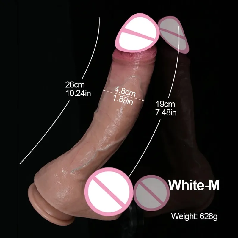 XXL Weißer realistischer Silikondildo, weicher Schwanz, Saugnapf, Penis, Analsexspielzeug, Damen-G-Punkt-Stimulator mit gebogenem Schaft und Kugel — image 8
