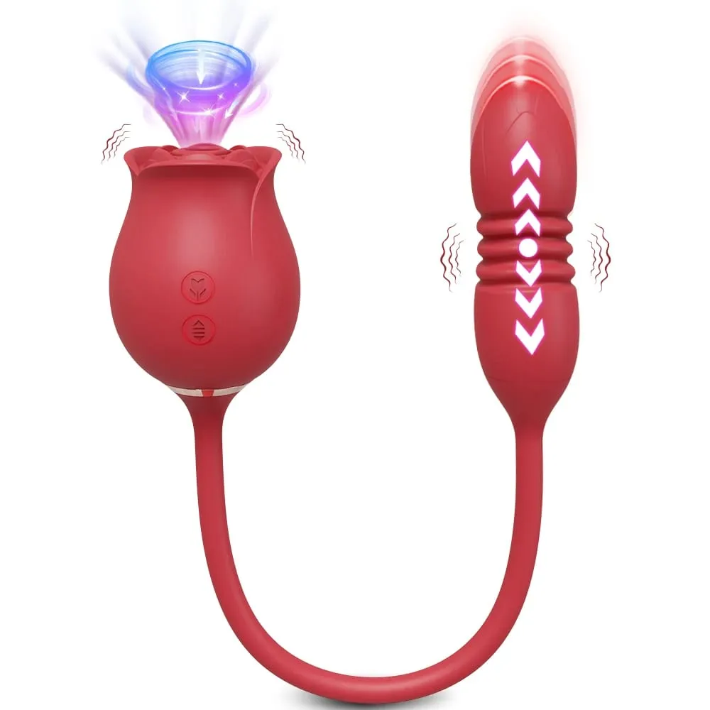 Rose-Sucking Vibrator for Women Clit Clitor Stimulator G Spot Thrusting Dildo Vibrating Female Masturbator Massage Adult Sex Toy — image 1