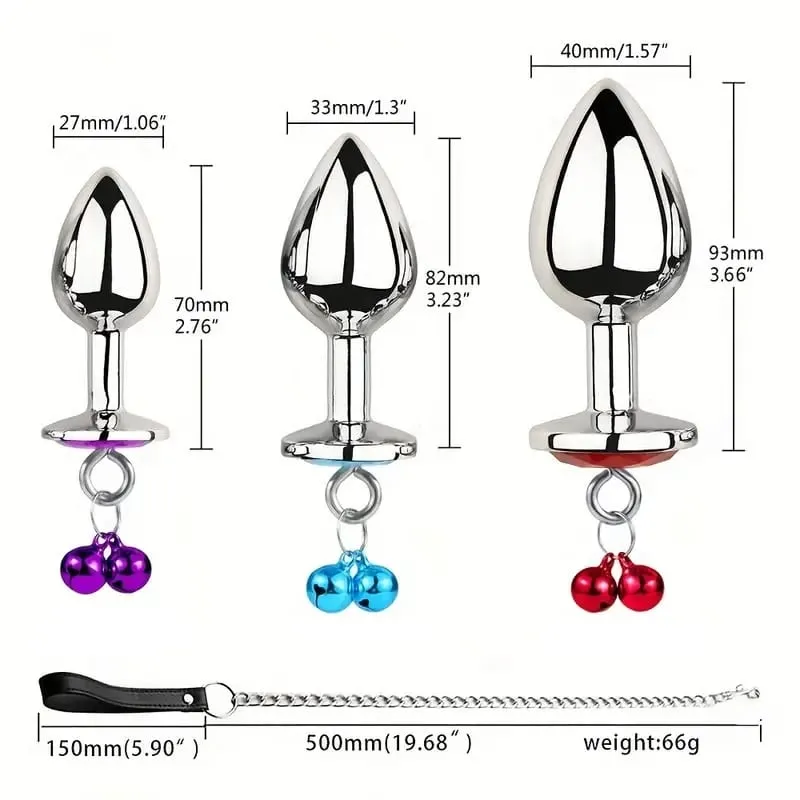 3 größen Metall Glocke-förmigen Anal Plug Traktion Kette Anal Massage Prostata Stimulation Massage Werkzeuge Erwachsene Sex Spielzeug Für paare — image 4