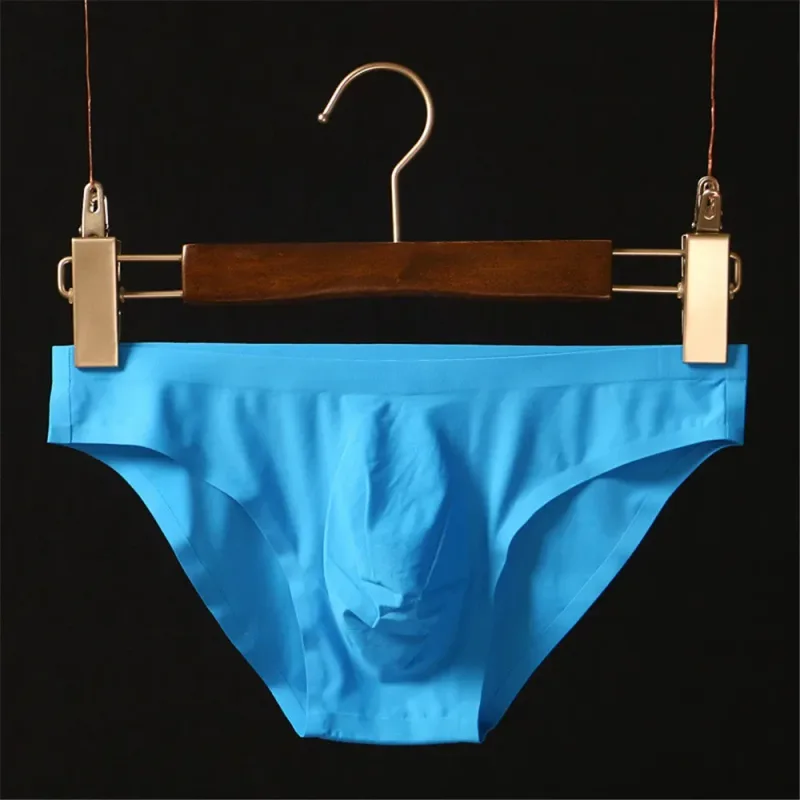Libreng Feel Ice Silk Seamless Mens Brief Solid Underpants Ultra-Thin Panties Lalaki Seamless Low Waist Soft Underwear — image 15