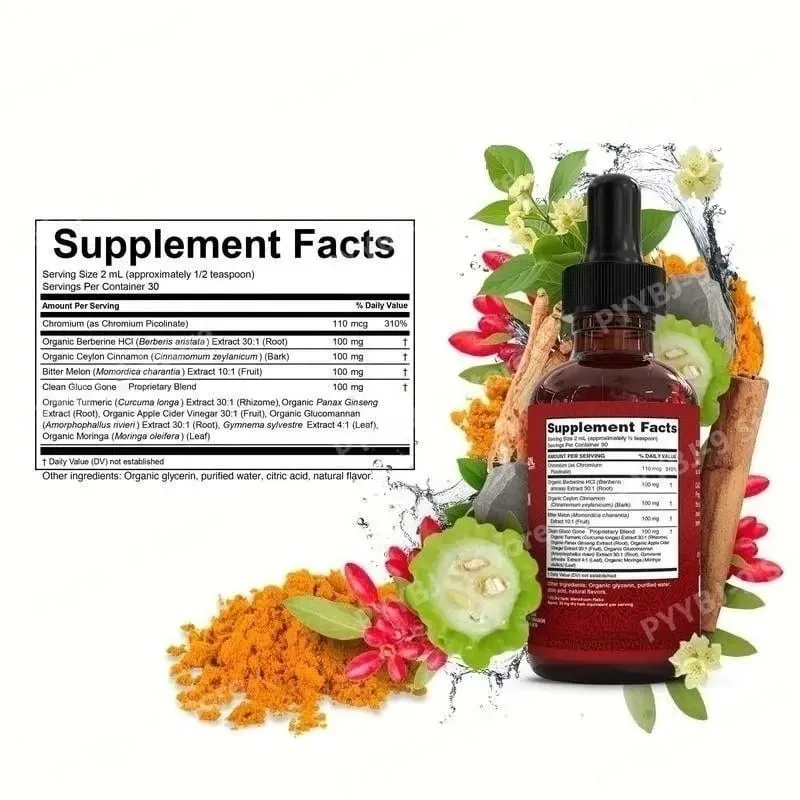 Berberina Cromo Curcuma Ginseng Gocce liquide 60ml Integratore a base di erbe biologico Supporto quotidiano per l'equilibrio del benessere per adulti — image 6