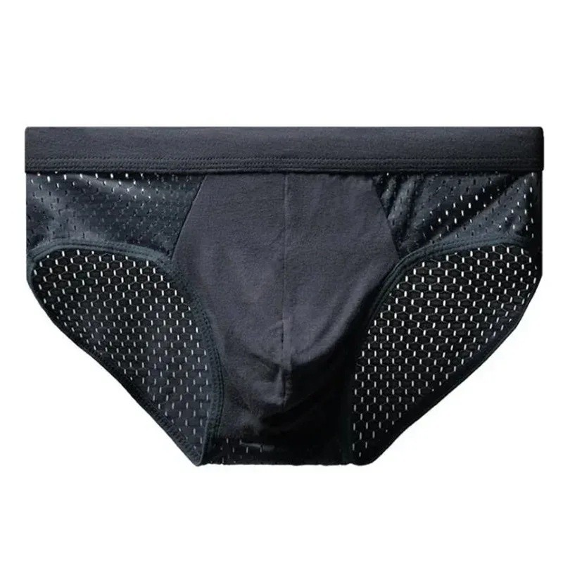 Men's Ice Silk Underwear Briefs Breathable Underwear Bamboo Carbon Fiber Anti-Bacterial Comfortable Hollow Underwear Pants Cold — image 13
