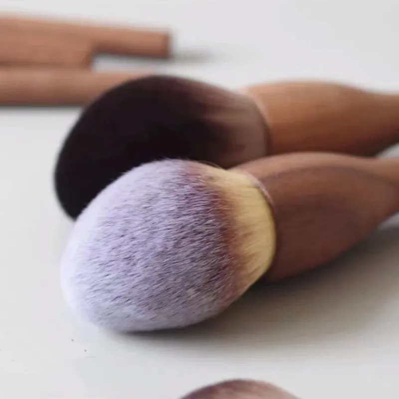 วอลนัทไม้ Handle แปรงแต่งหน้า Loose Powder Foundation Blush Contour แปรง Super Soft ความหนาแน่นสูงแต่งหน้าเครื่องมือแปรง — image 6