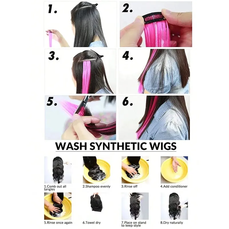 3 pezzi estensioni dei capelli con stampa leopardata striscia sintetica pezzo di capelli stampato clip lunga e dritta colorata nei capelli per le donne ragazze festa — image 5