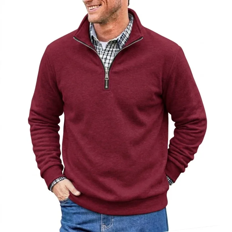 Männer Frühling und Herbst Half Zip Pullover Sweatshirts Einfarbig Outdoor Casual Tops Langarm Hoodie für Sport und Alltag — image 8