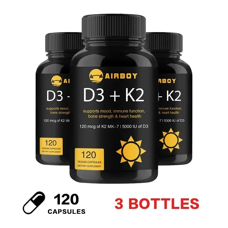 Vitamin D3+K2-Kapseln – zur Regulierung des Kalziumstoffwechsels, Förderung der Gesundheit von Knochen, Herz und Immunsystem