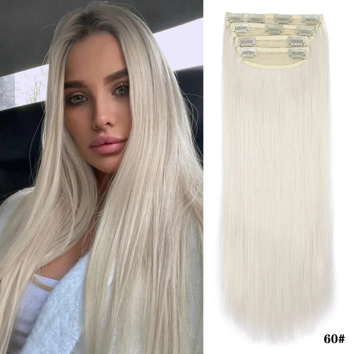 Leeons gewellte Clip-in-Haarverlängerungen, 4 Stück, natürliche, weiche, lange, gewellte Haarteile, dicke Doppelschuss-Clip-in-Haarverlängerungen für Frauen — image 28