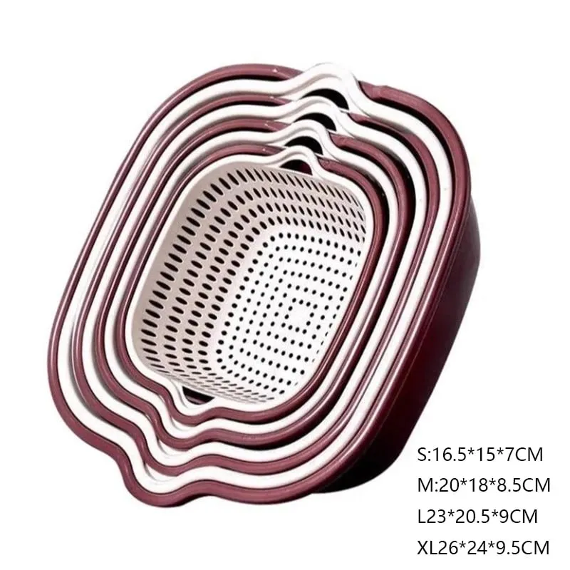 6PCS 주방 싱크 야채 드레이너 과일 바구니 다기능 3 크기 Stackable Wash Basin 야채 배수 바구니 분지 — image 13