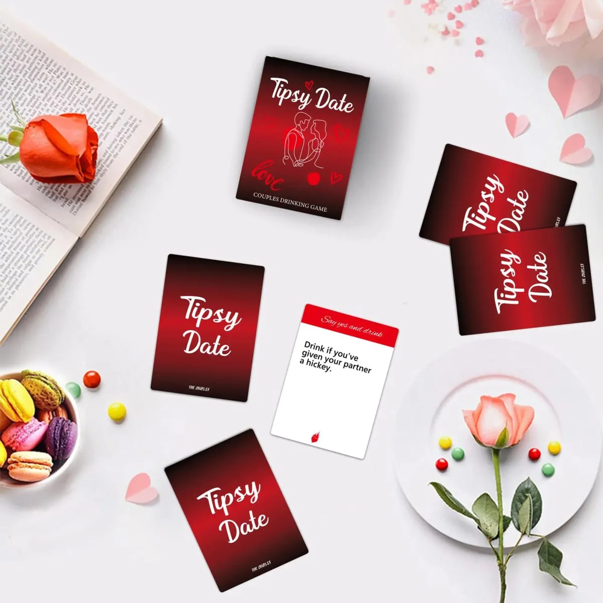 Gioco di carte da bere Tipsy Date da 50 pezzi per appuntamenti di coppia, incontri di amici, raduni, regalo di San Valentino — image 5