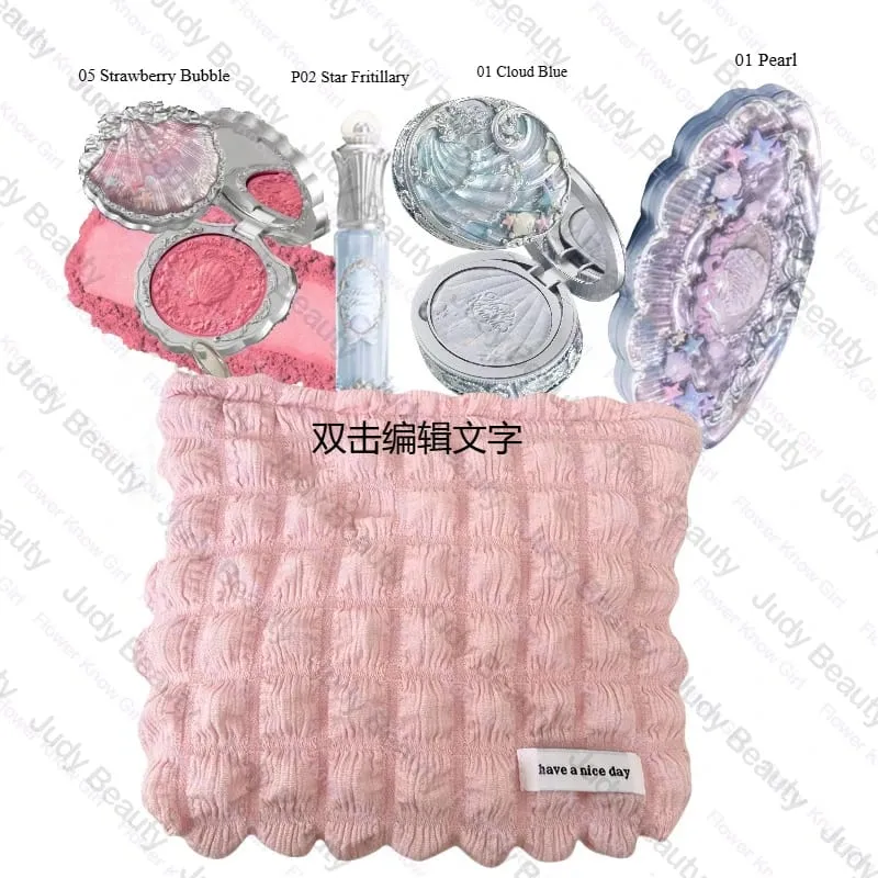 Make-up Flower Knows Set Shell Pearl Series Šestibarevná paleta očních stínů Embosovaná Blusher Shine Lipstick Kit with Bag All In — image 22