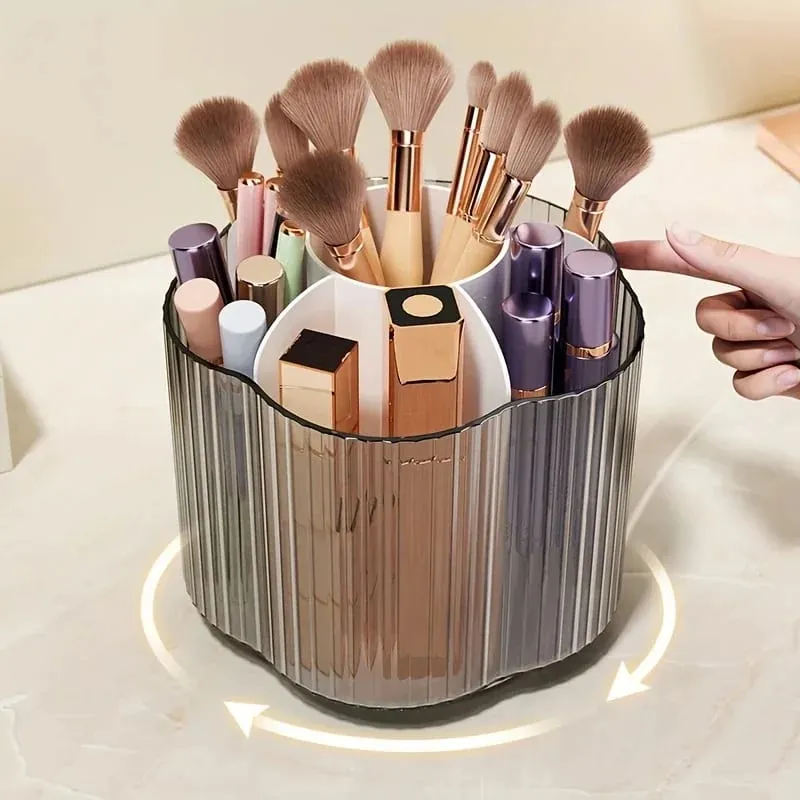 360° roterende makeup børsteholder Aftagelig 6 gitter Kosmetik opbevaringsboks Rund roterende makeup børster Værktøj Organizer Box — image 1