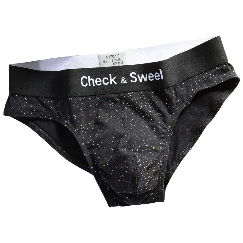 Bedruckte gepunktete Unterwäsche für Herren aus reiner Baumwolle, Dreieckshose, Sommer, Sport, Jugend, lockere und atmungsaktive Dreieckshose