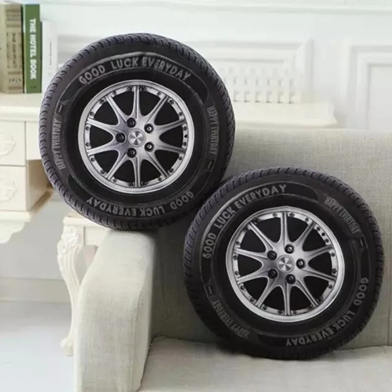 3D imitacja opony samochodowej pluszowa poduszka realistyczny nadruk poduszka na koło kreatywna zabawna Sofa rzuć poduszka Auto entuzjasta wystrój prezent — image 3