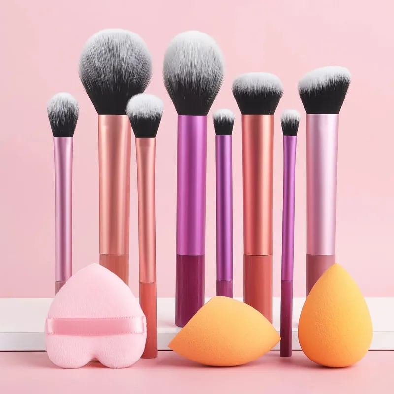 28-delt makeup-værktøjssæt - 8-delt professionelle makeup-børster + toiletartikler sæt og vaskeskål & pufsvamp æg kombination — image 7