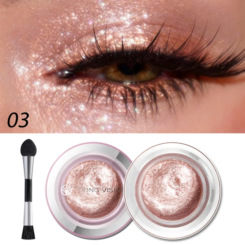 1 pièces surligneur liquide ombre à paupières imperméable Non gras longue durée surbrillance et ombre à paupières fumée avec pinceau de maquillage — image 4