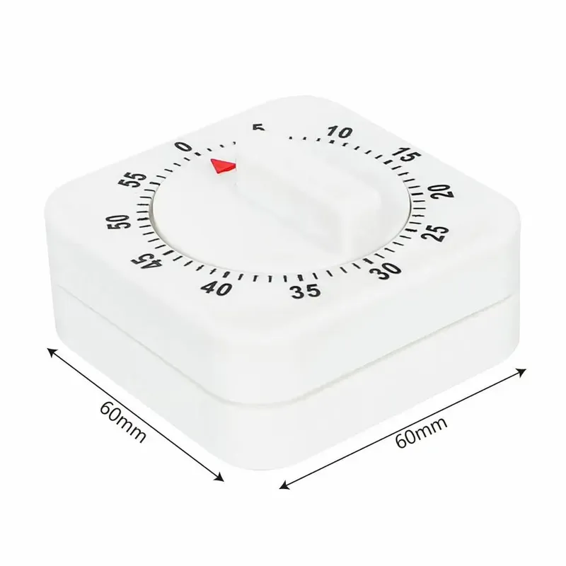 Mechanischer Timer, Küchenutensilien, weißes Quadrat, Kochutensilien, 60 Minuten, Küchentimer, Countdown-Alarm, Erinnerung — image 6