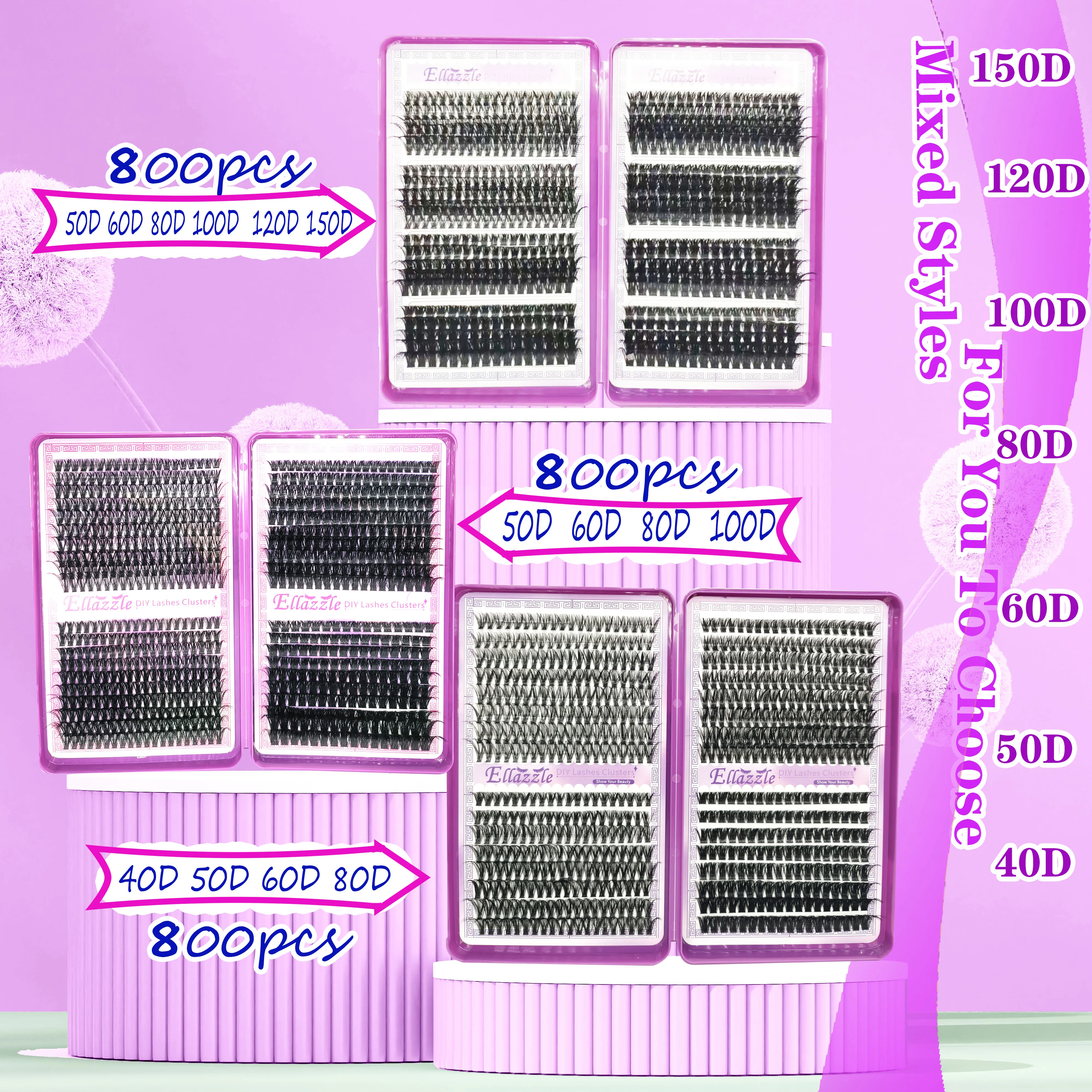 40D-150D Lashes Cluster DIY Lash Extension Mixed Tray Clusters Eyelashes Fluffy Volume Indibidwal Lashes Cat Eye Lash Extension — image 2