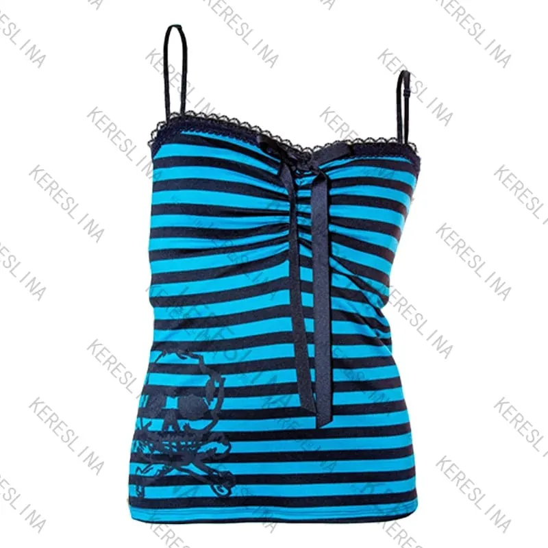 มิลเลนเนียลสไตล์Y2K Skullลูกไม้ลายHalter Top Punk Goth Harajukuสไตล์ฤดูร้อนSpice Girls Aesthetic Slim Streetwear — image 10