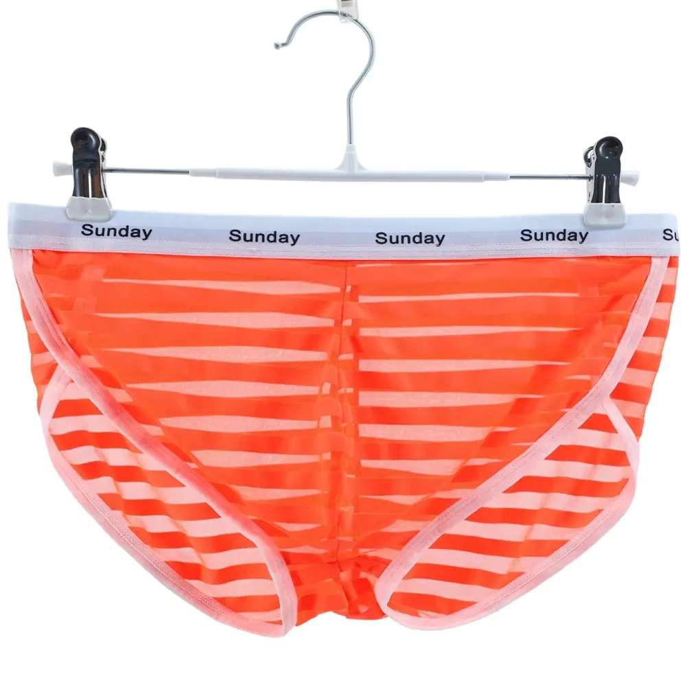 Men Casual Transparent Striped Mesh Briefs Side Fork Panties Shorts Breathable Pouch Man Comfortable Home Underwear — image 8