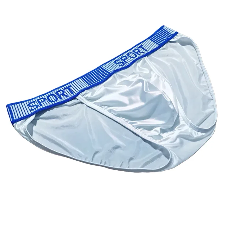 ผู้ชายส้อมสูงกางเกงกลางเอวยืดหยุ่นBreathable Uนูนกางเกงผ้าไหมน้ำแข็งชุดชั้นในผู้ชายกระชับSilkyกางเกงขาสั้น — image 9