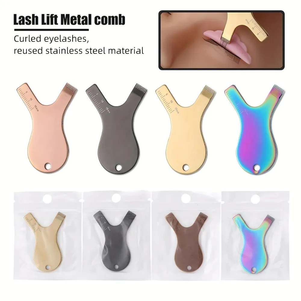 Reuseable Stainless Steel Eyelash Brush Clean Comb Y Shape Grafted Eyelashes Brushes Lifting Curler Eye Lash Extension Perm Tool — image 1