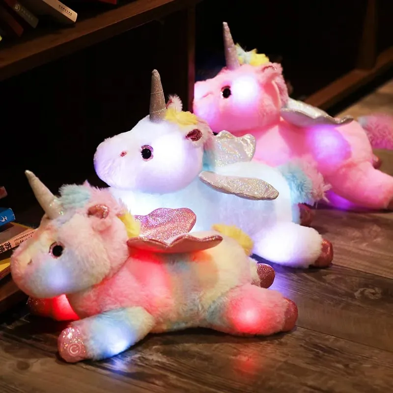 38cm kreativní hračka Světelný polštář Měkký vycpaný plyš svítící Jednorožec Polštář Led Light Hračky Dárek pro děti Děti Dívky — image 2