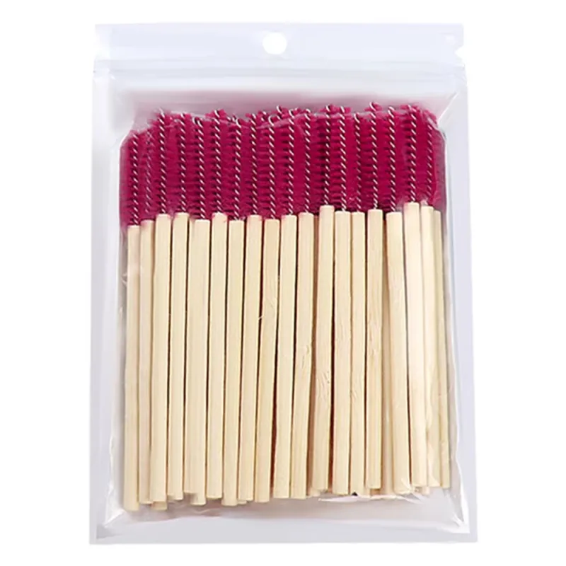50 stk. Bambus håndtag øjenvippe børster Mascara tryllestave Applikator Øjenvipper Extension Brush Øjenbryn Spoolie Børster Makeup Tool