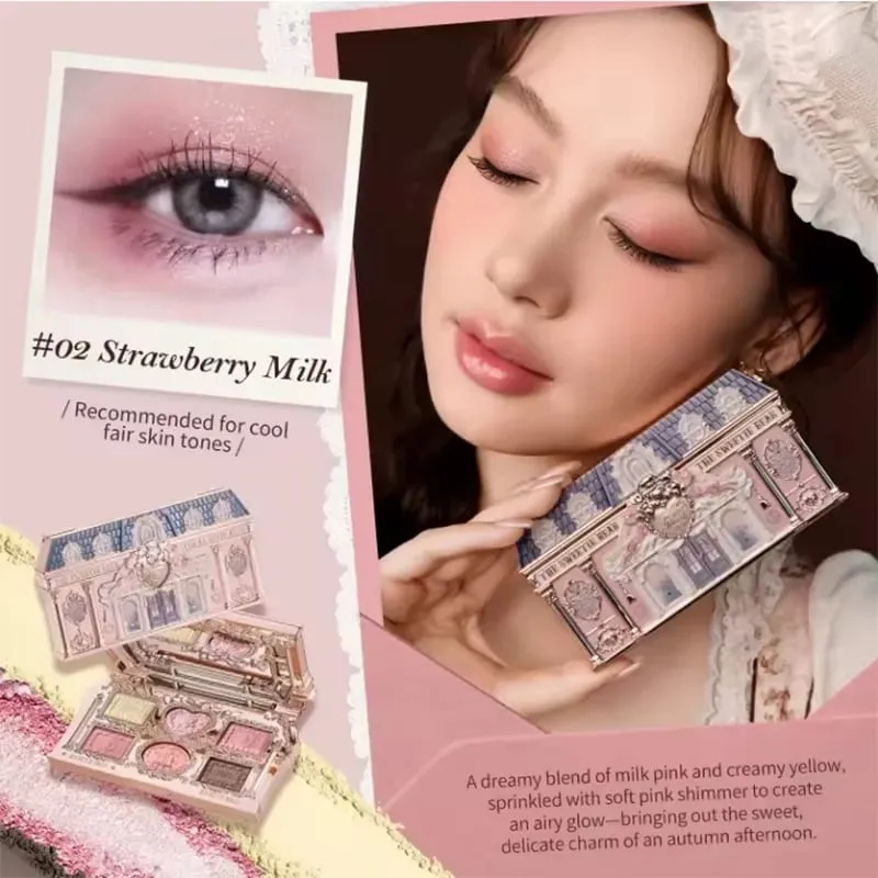 Conjunto de maquiagem Flowerknows Kit de presente Shimmer Full Box Blush Creme labial de veludo de longa duração com bolsa Kit de maquiagem — image 4