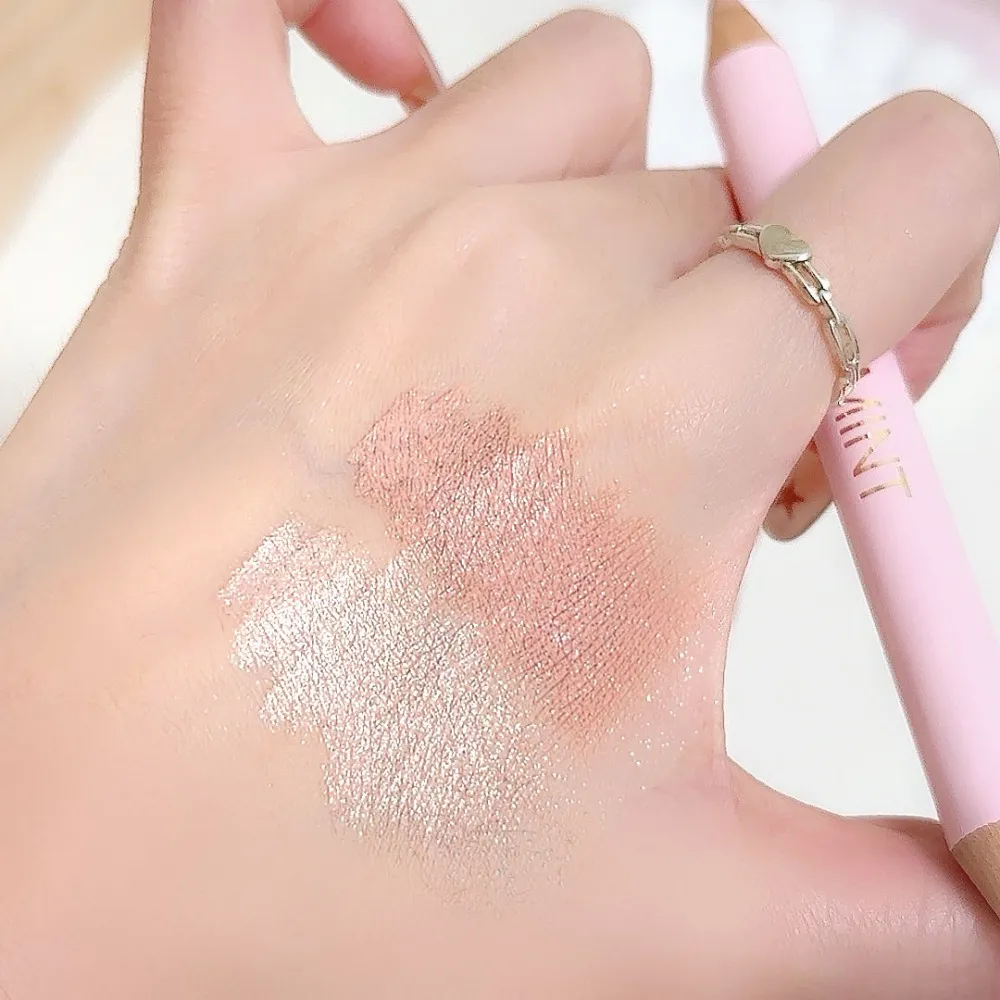 Bâton de ver à soie couché à double extrémité, stylo éclaircissant nacré scintillant pour les yeux, Champagne or pêche rose, maquillage naturel pour les yeux, cosmétique — image 6