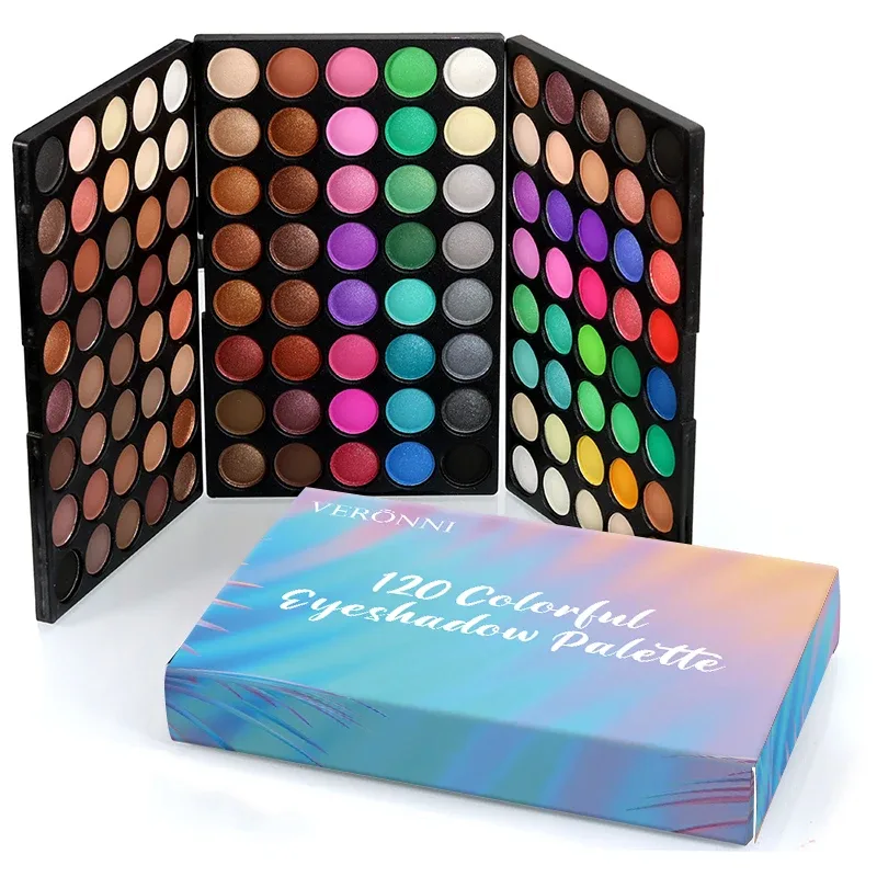 Palette di ombretti a 3 strati da 120 colori Kit di trucco opaco e brillante tutto in uno Regalo cosmetico altamente pigmentato a lunga durata