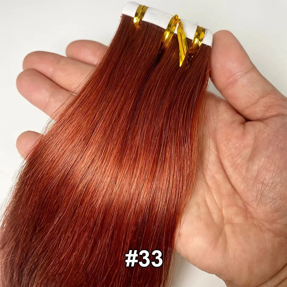 Nastro adesivo all'ingrosso europeo a doppio disegno nelle estensioni Nastro Remy allineato con cuticole invisibili nelle estensioni dei capelli 100% capelli umani — image 22