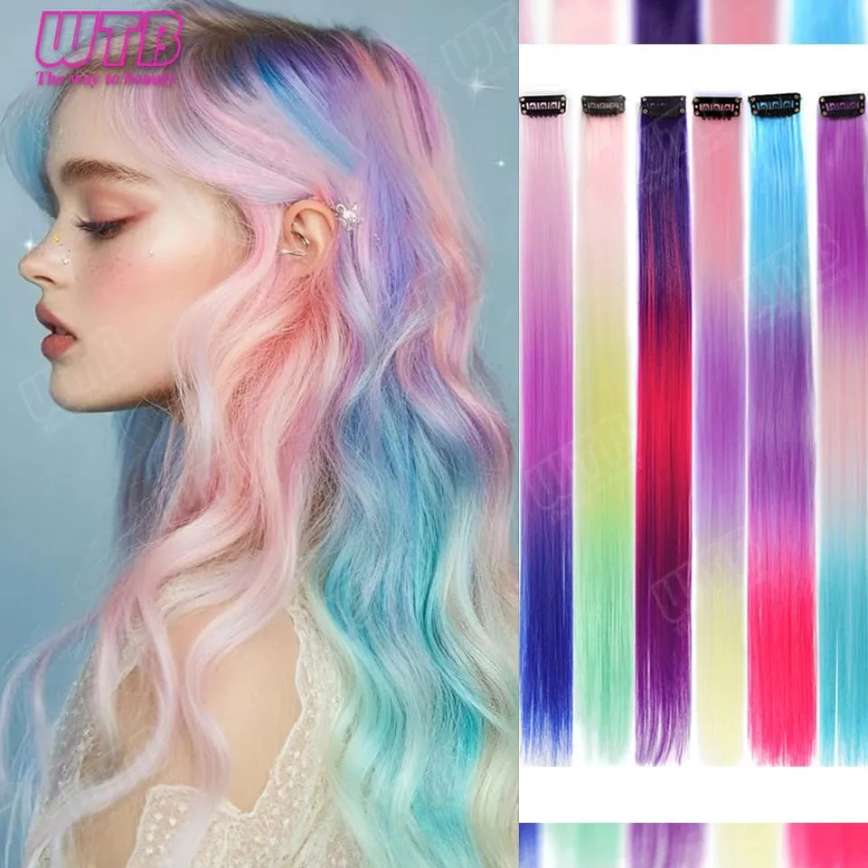 WTB ต่อผมสังเคราะห์สี BB คลิปต่อผมไล่ระดับสีสไตล์ไล่ระดับสีเหมาะสำหรับการสวมใส่ในชีวิตประจำวันของผู้หญิงและวันหยุด — image 2