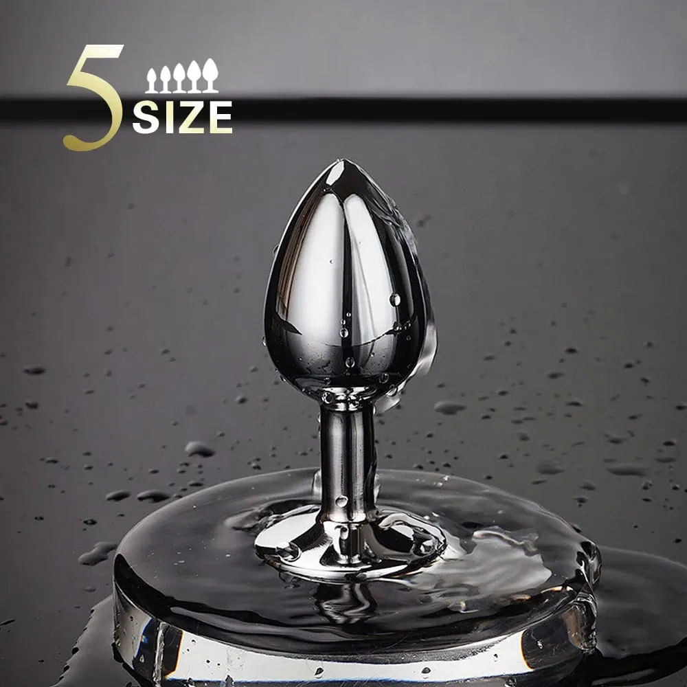 Tapón Anal de Metal con Base de gemas para principiantes a expertos, consoladores de masaje de punto G con tapón Anal de 5 tamaños, juguetes sexuales para parejas femeninas/masculinas para adultos — image 5