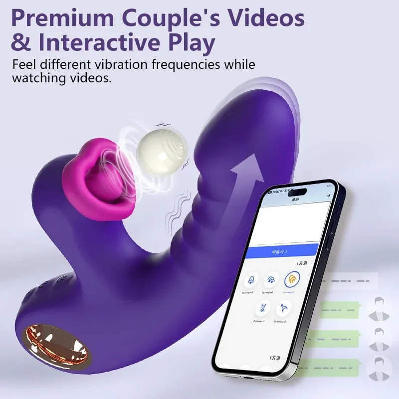 Spinta vibratore vibratore massaggiatore vaginale stimolatore clitorideo controllo APP 9 modalità telescopiche 9 sbattimento 2 in 1 giocattoli sessuali per donne — image 3