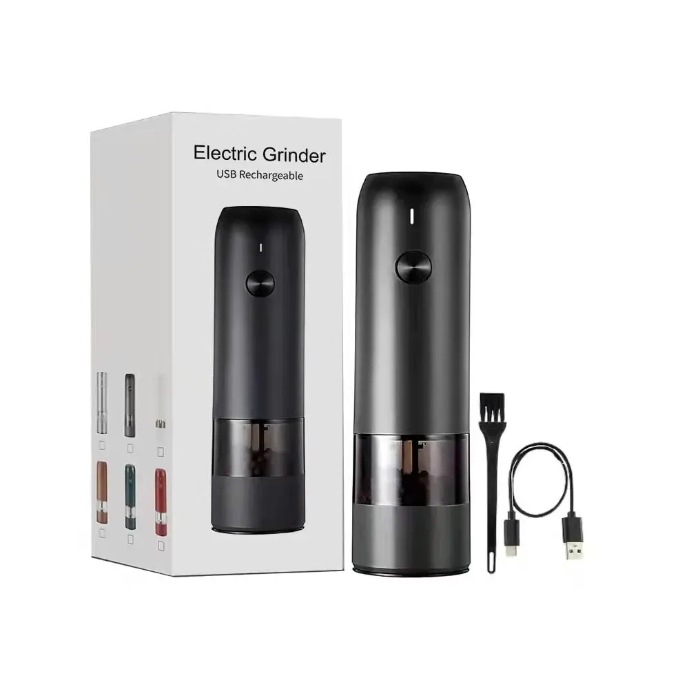 Conjunto elétrico automático de moedor de sal e pimenta, recarregável com usb, moedor de especiarias ajustável, ferramentas de cozinha